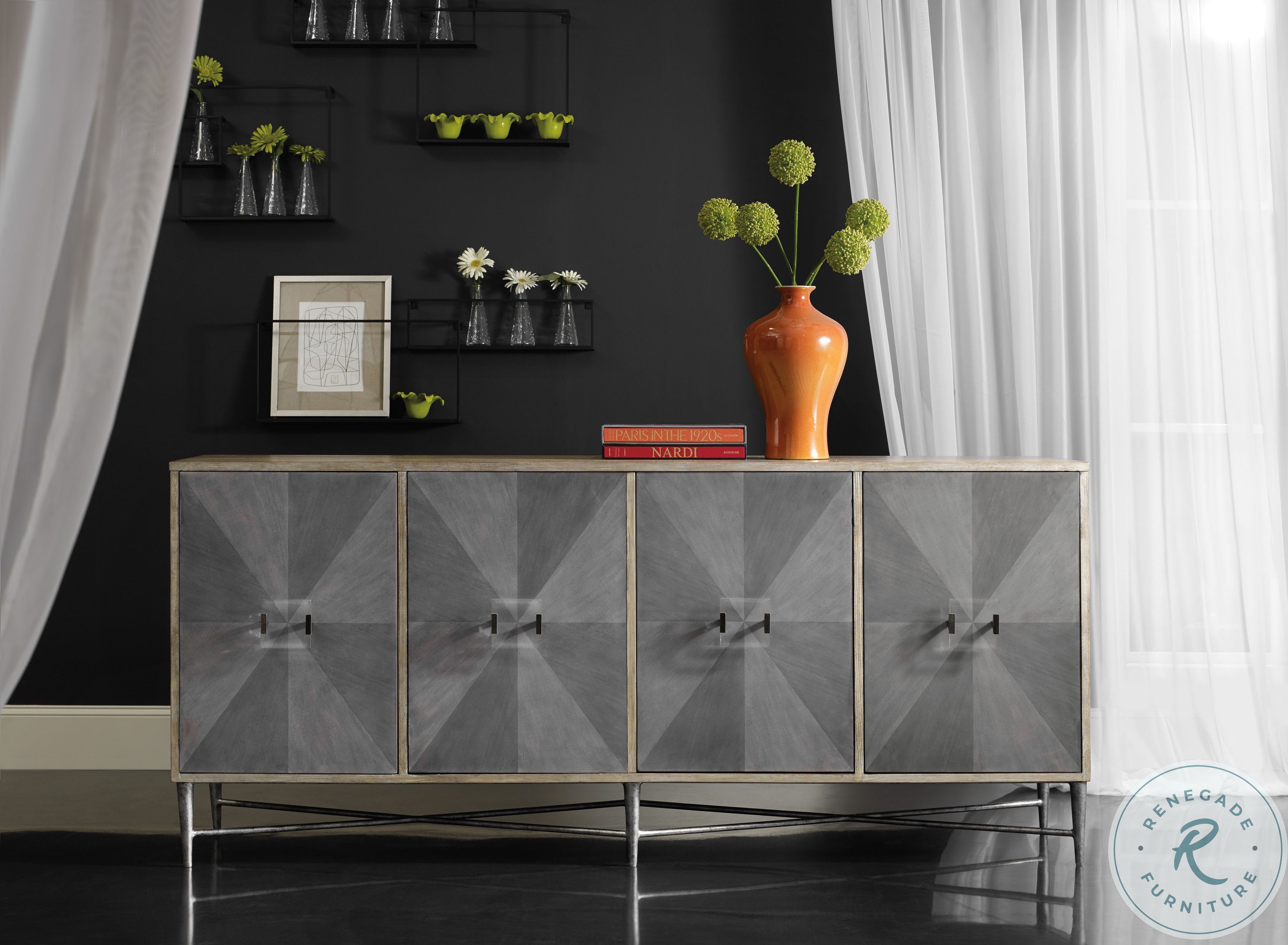 Melange Gray Zola Door Credenza 63885316LTGY