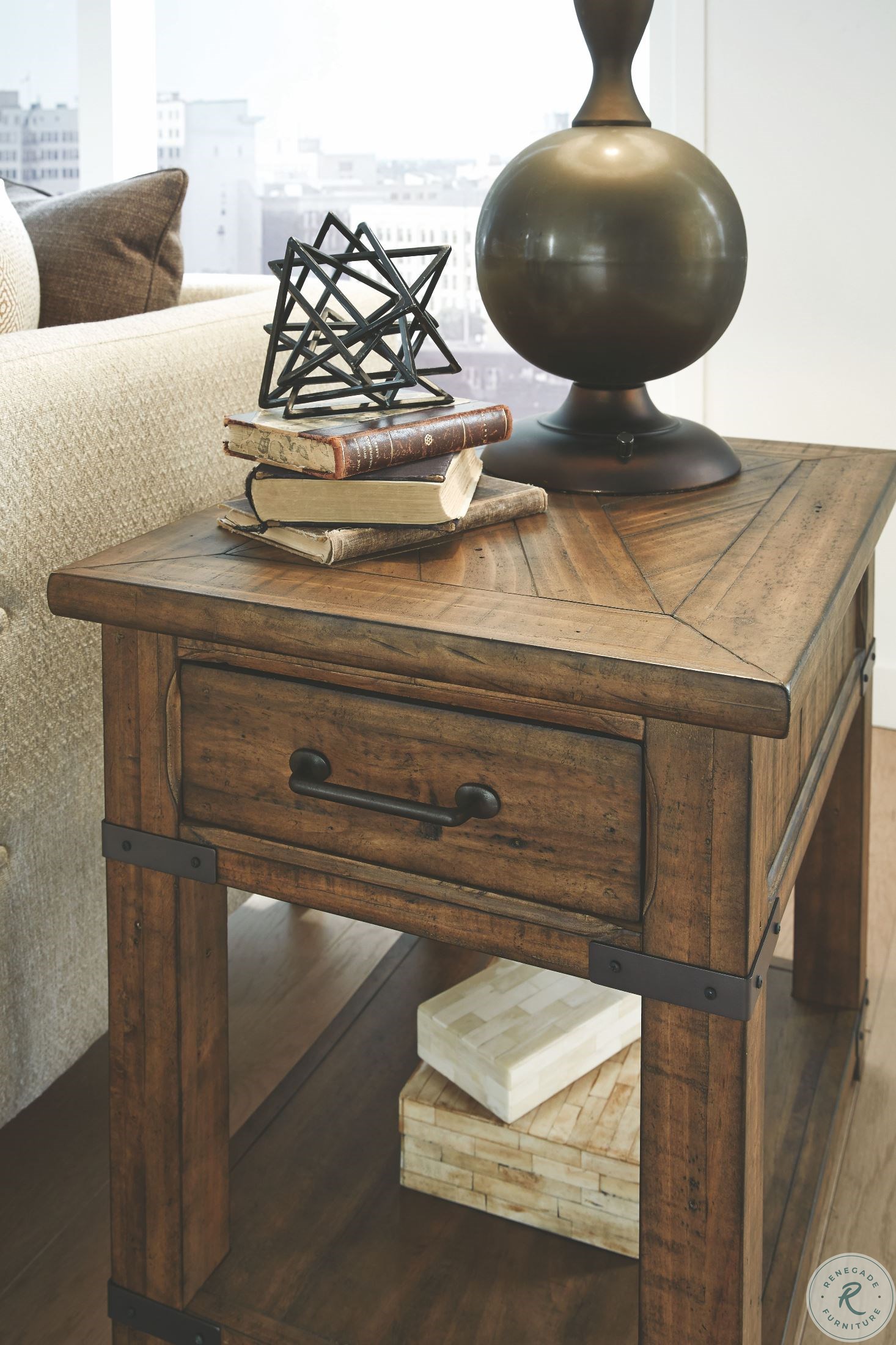 Isabella Farmhouse Timber Rectangular End Table T471703