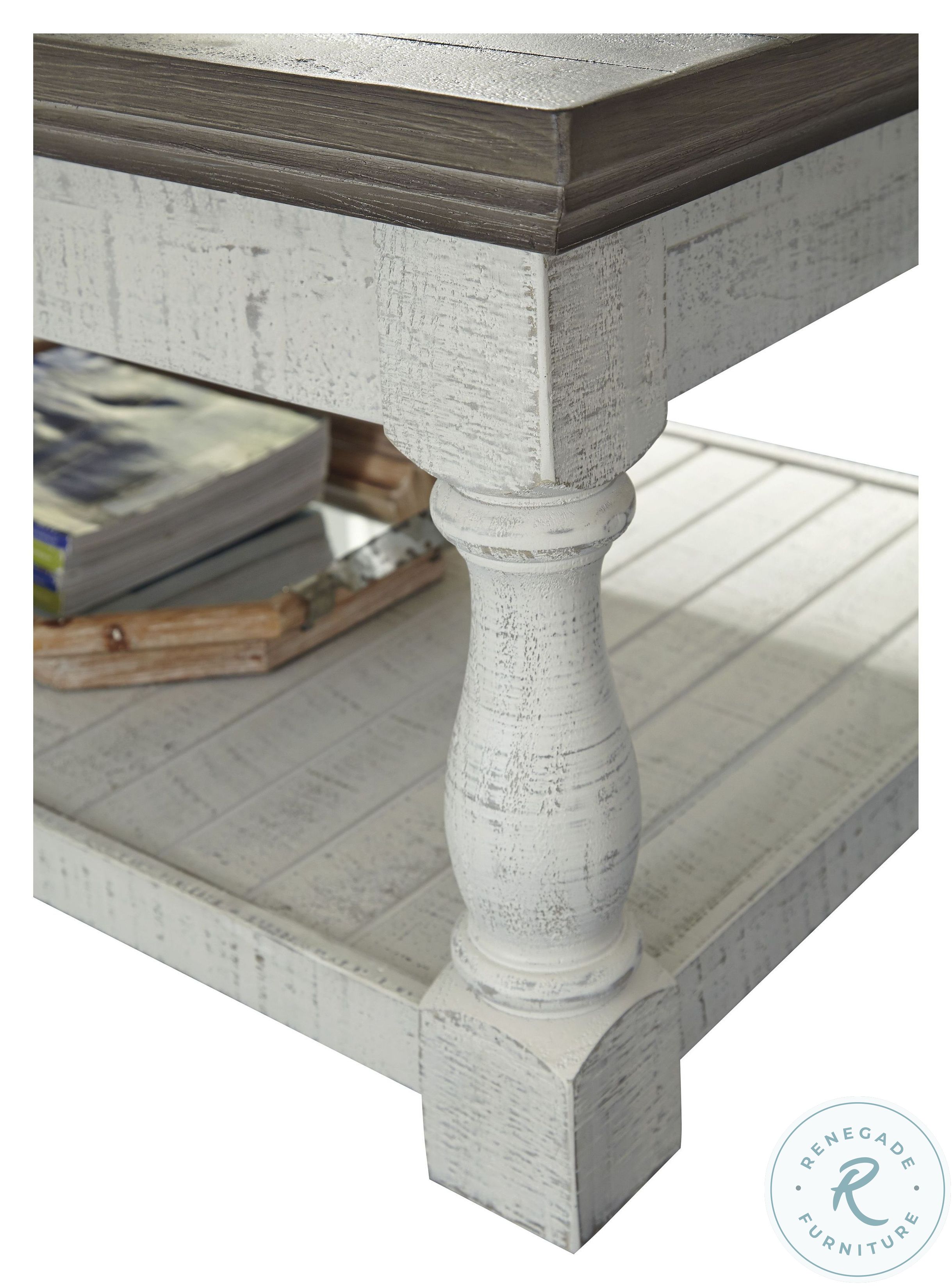 Havalance Gray and White Lift Top Occasional Table Set