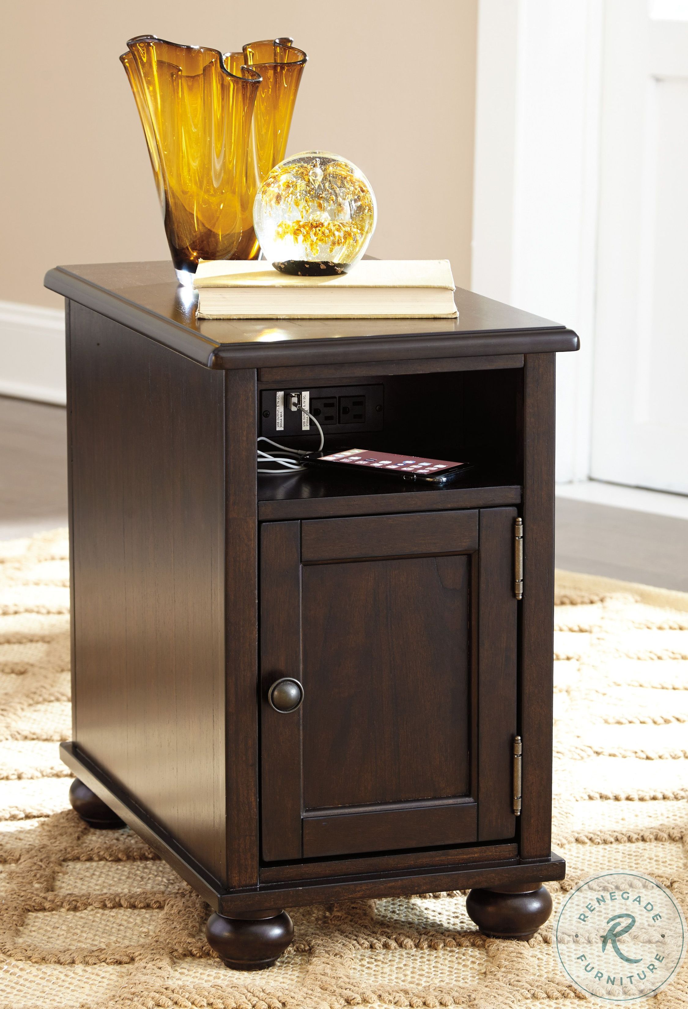 Barilanni Dark Brown Chairside End Table T9347