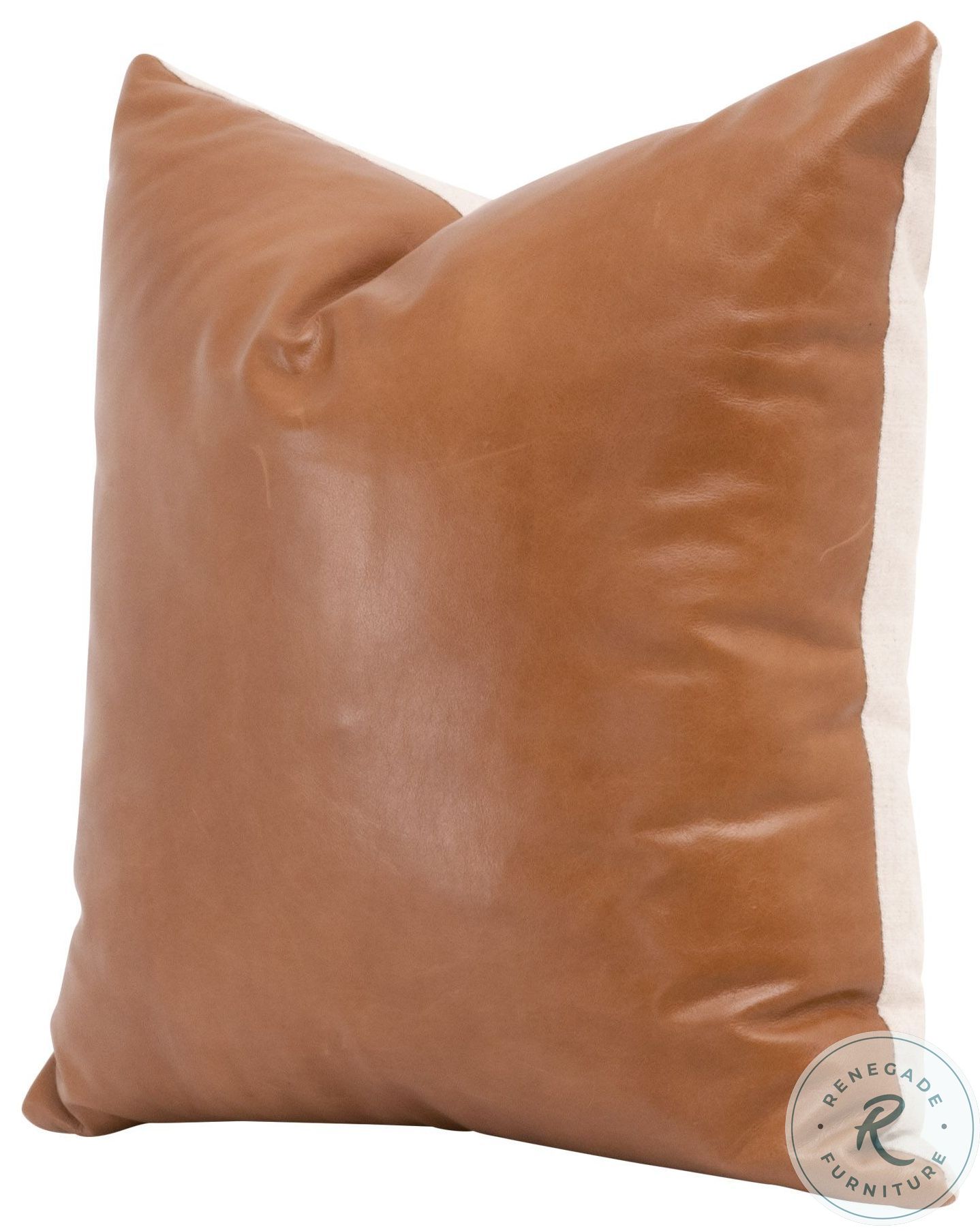 Stitch & Hand Whiskey Brown Top Grain Leather 22" Pillow Set of 2 From