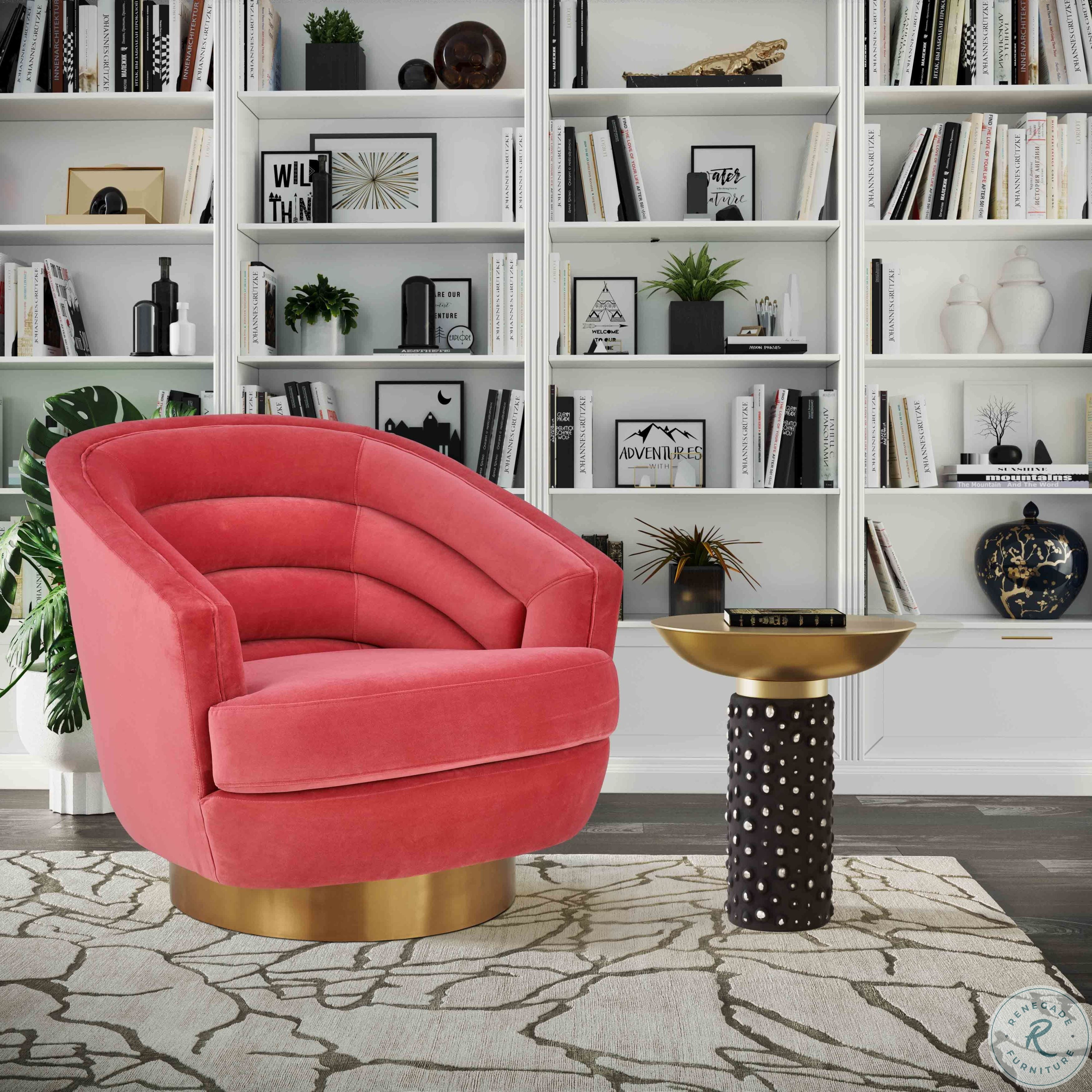 Canyon Hot Pink Velvet Swivel Chair S6405