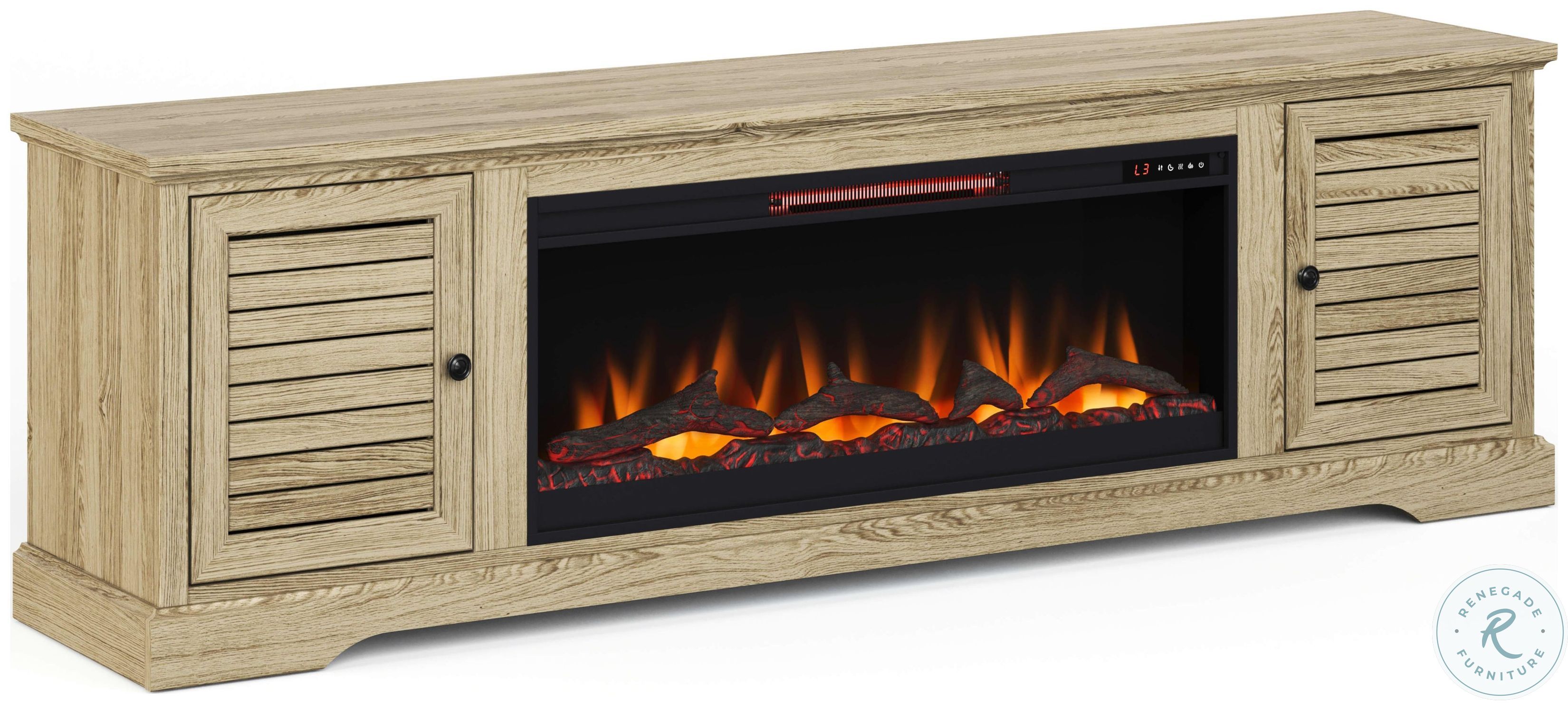 Topanga Alabaster 84" Super TV Stand with Fireplace From Legends