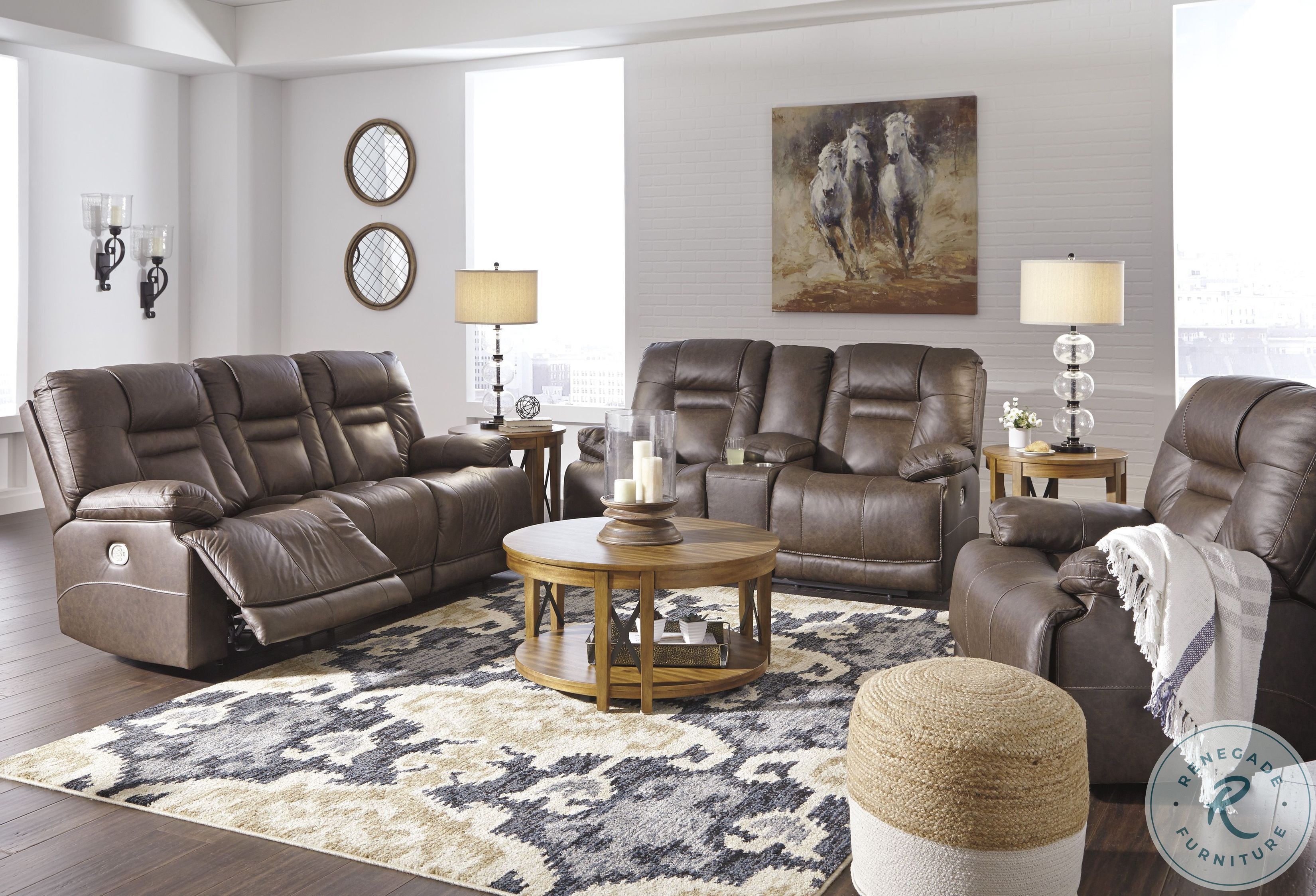 wurstrow umber italian leather power reclining sofa