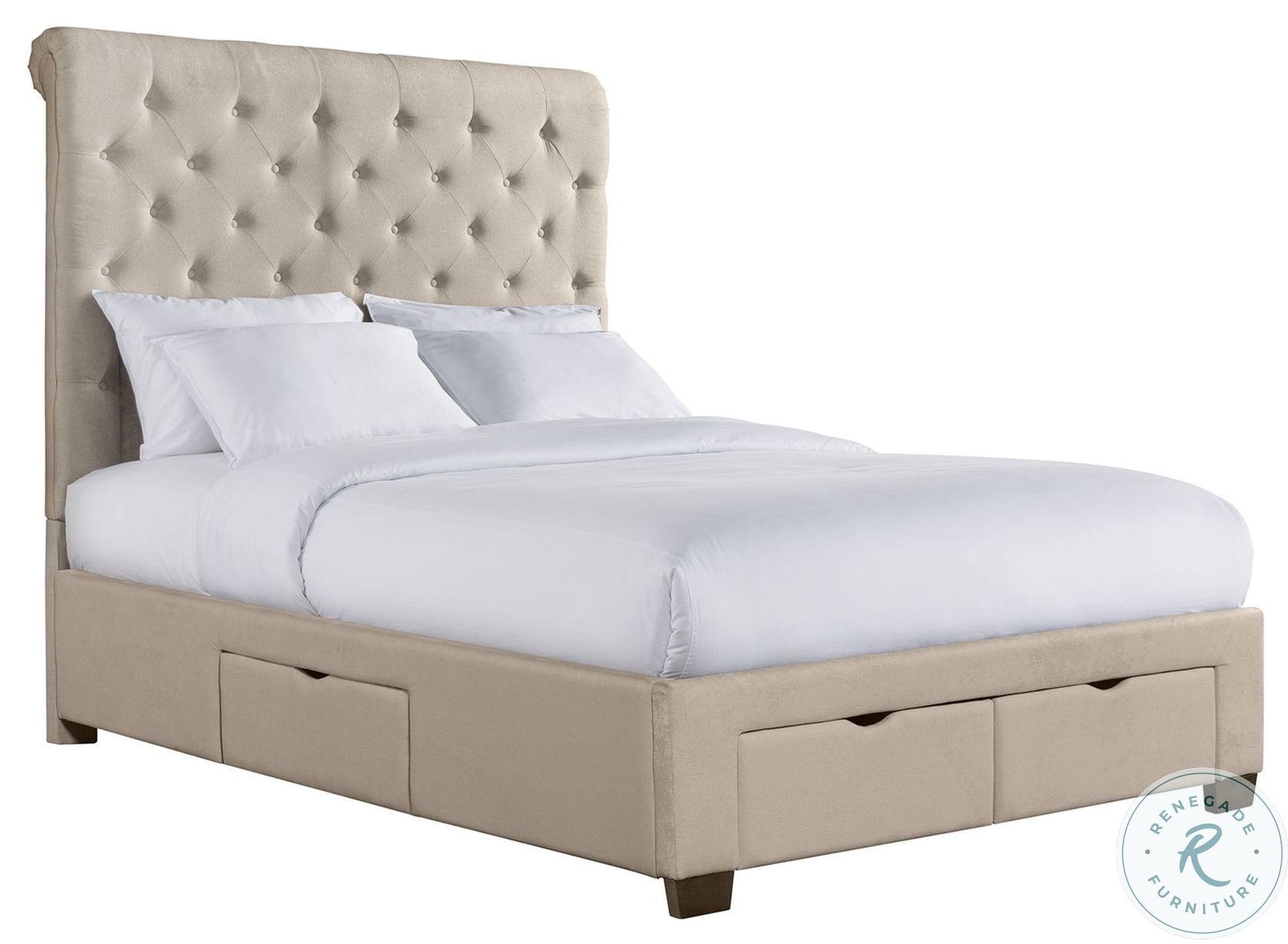 Jeremiah Sand Queen Upholstered Platform Storage Bed