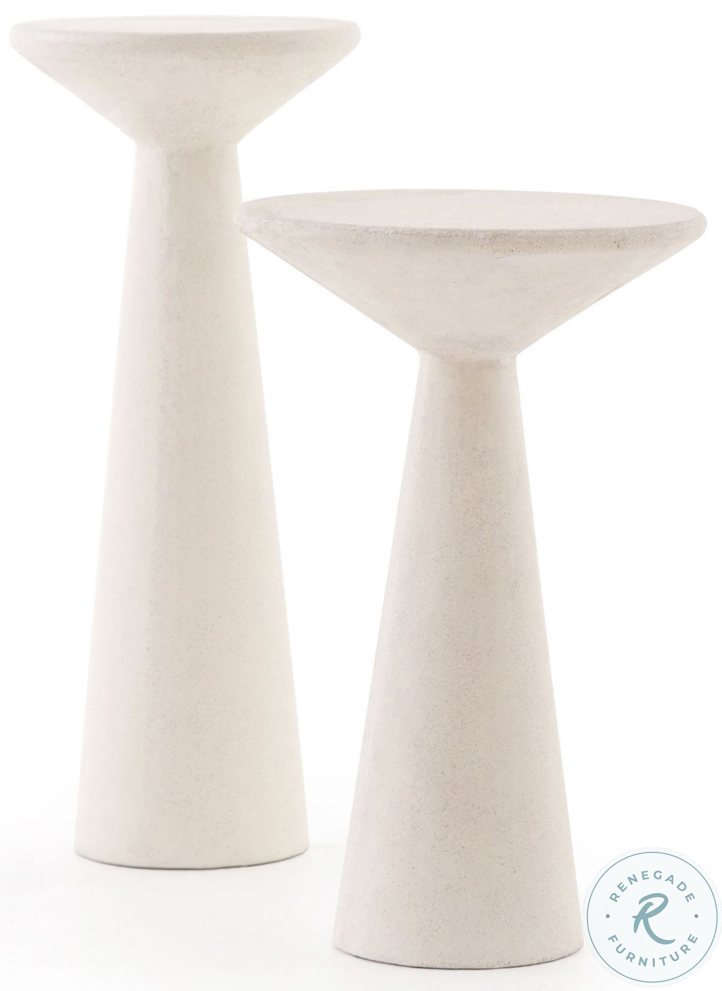 Everett Parchment White Ravine Concrete Accent Tables Set Of 2 VEVR033A