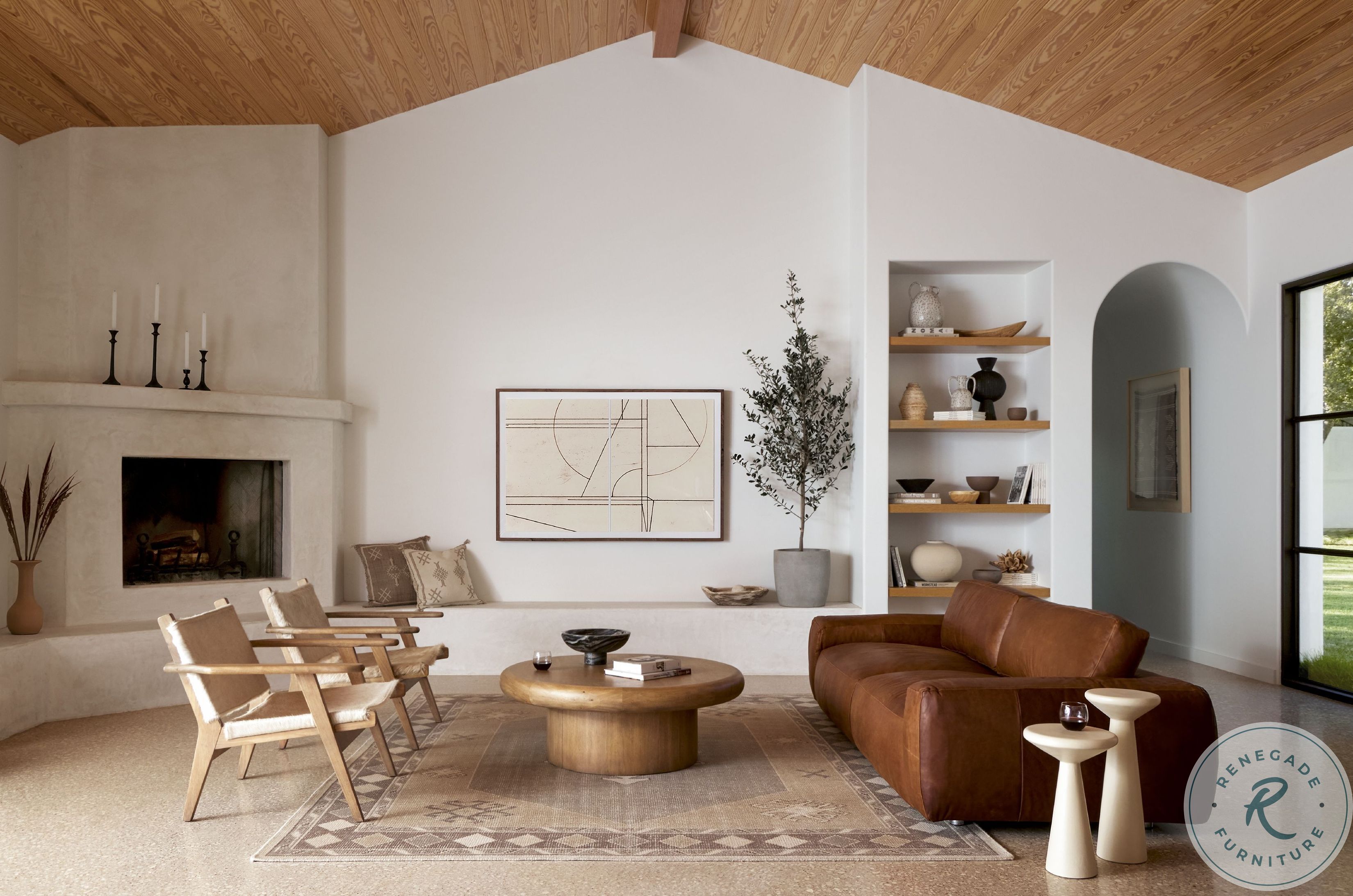 Everett Parchment White Ravine Concrete Accent Tables Set Of 2 VEVR033A