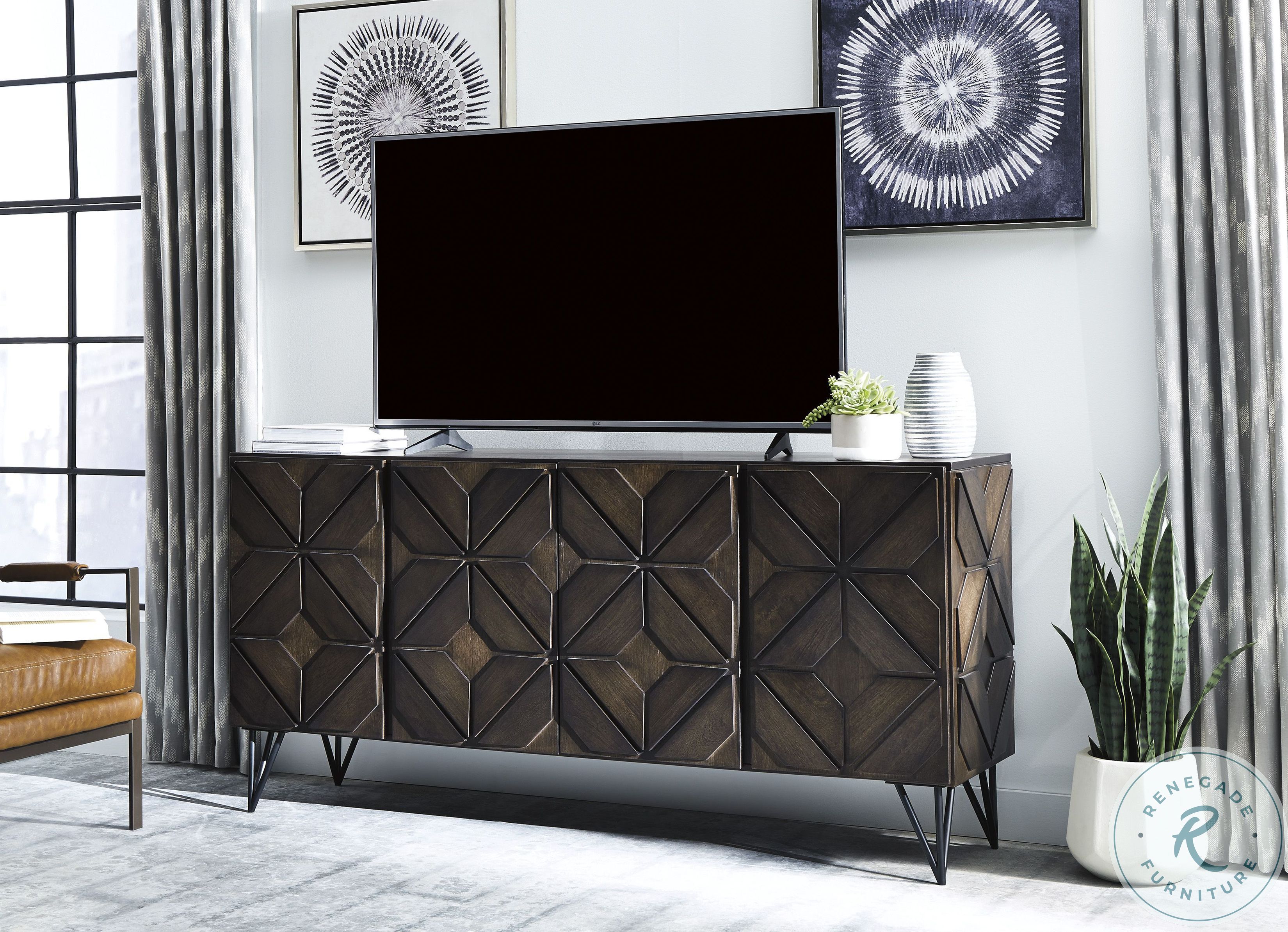 Chasinfield Dark Brown 72" TV Stand W64868