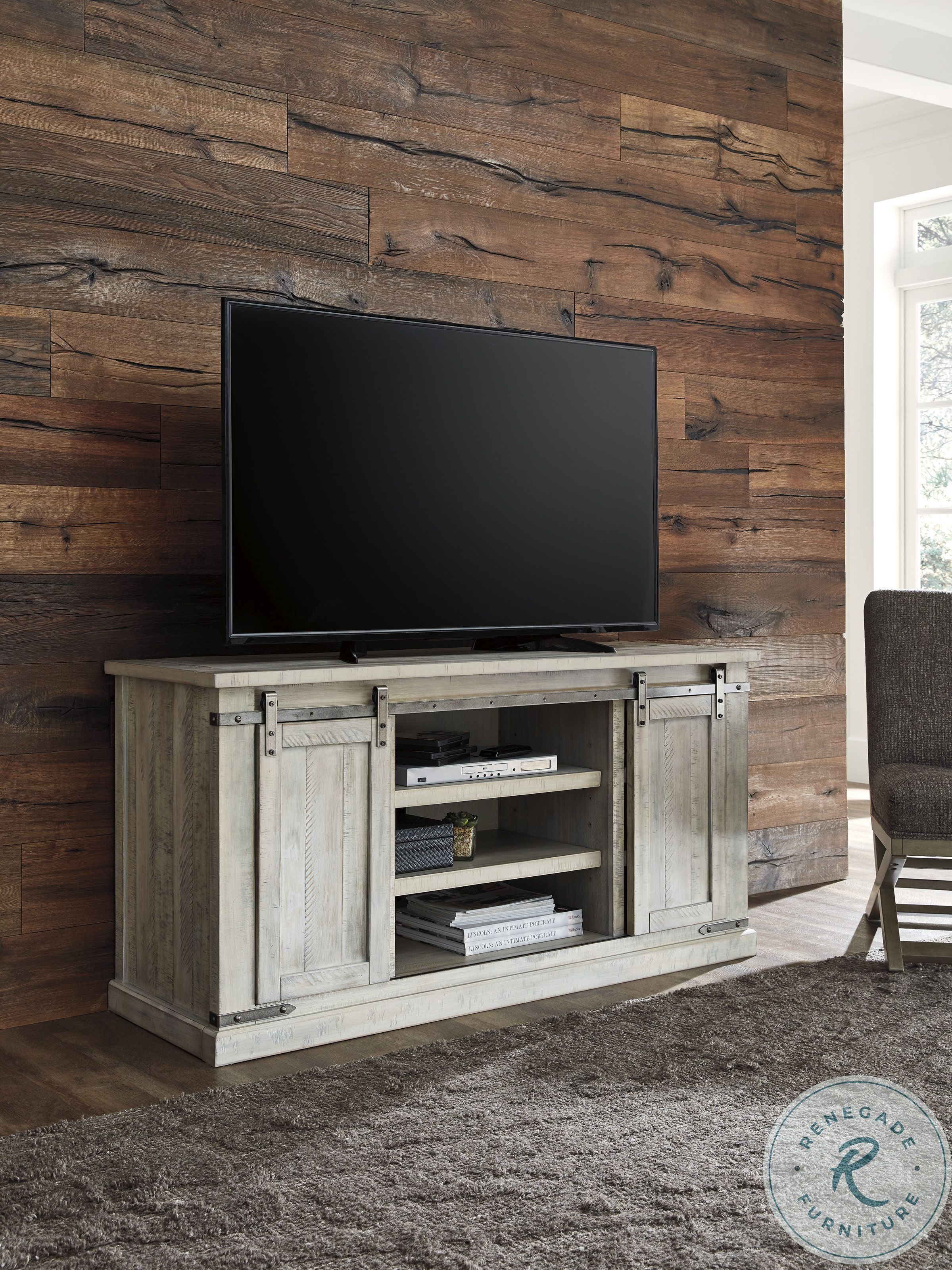 Carynhurst White Wash Large TV Stand W75548