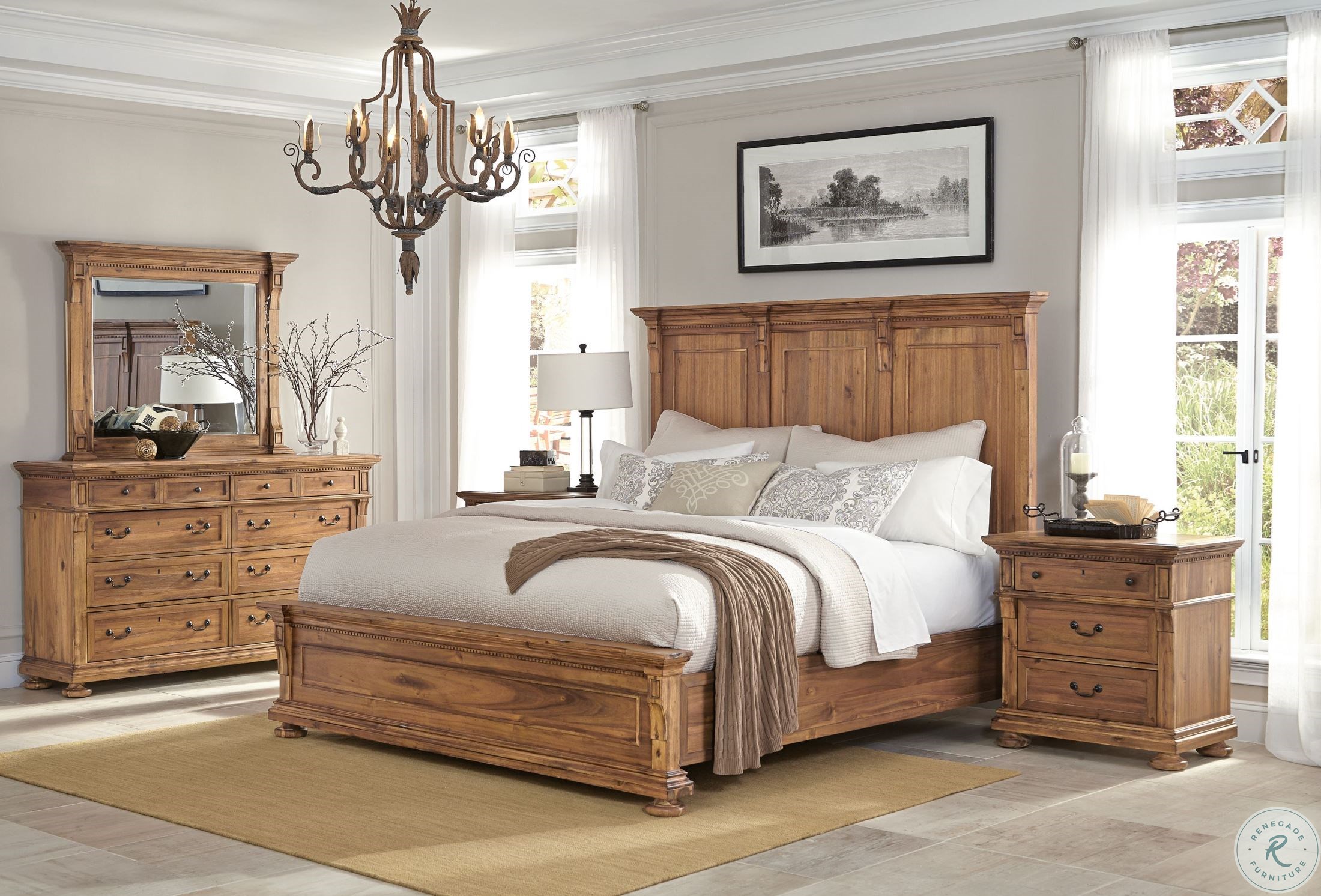 Wellington Hall Brown King Panel Bed 23366