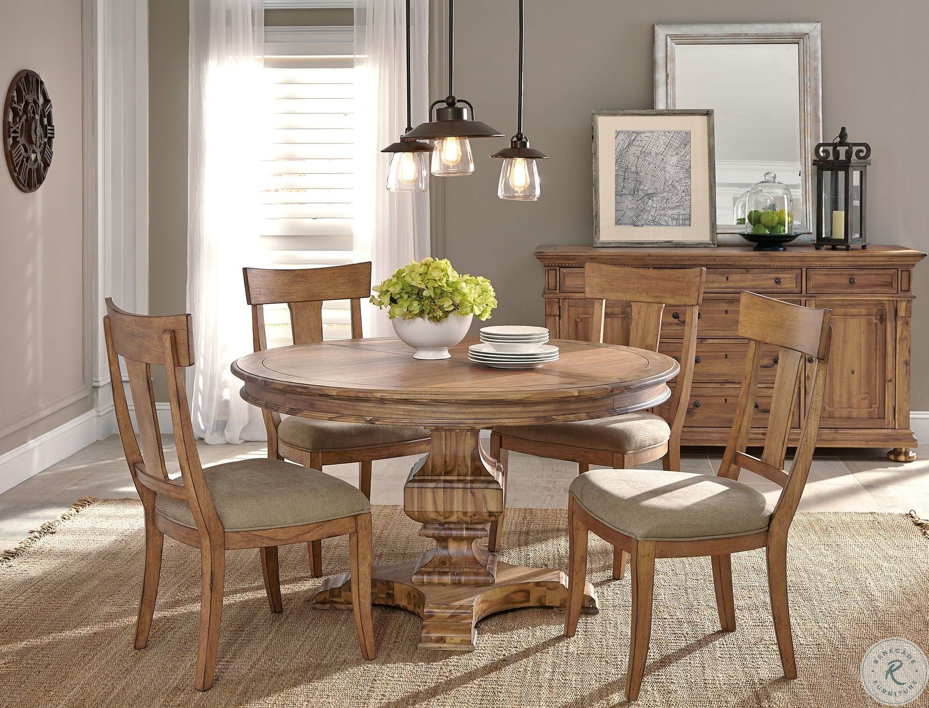 Wellington Hall Brown Extendable Round Dining Table HomeGalleryStores