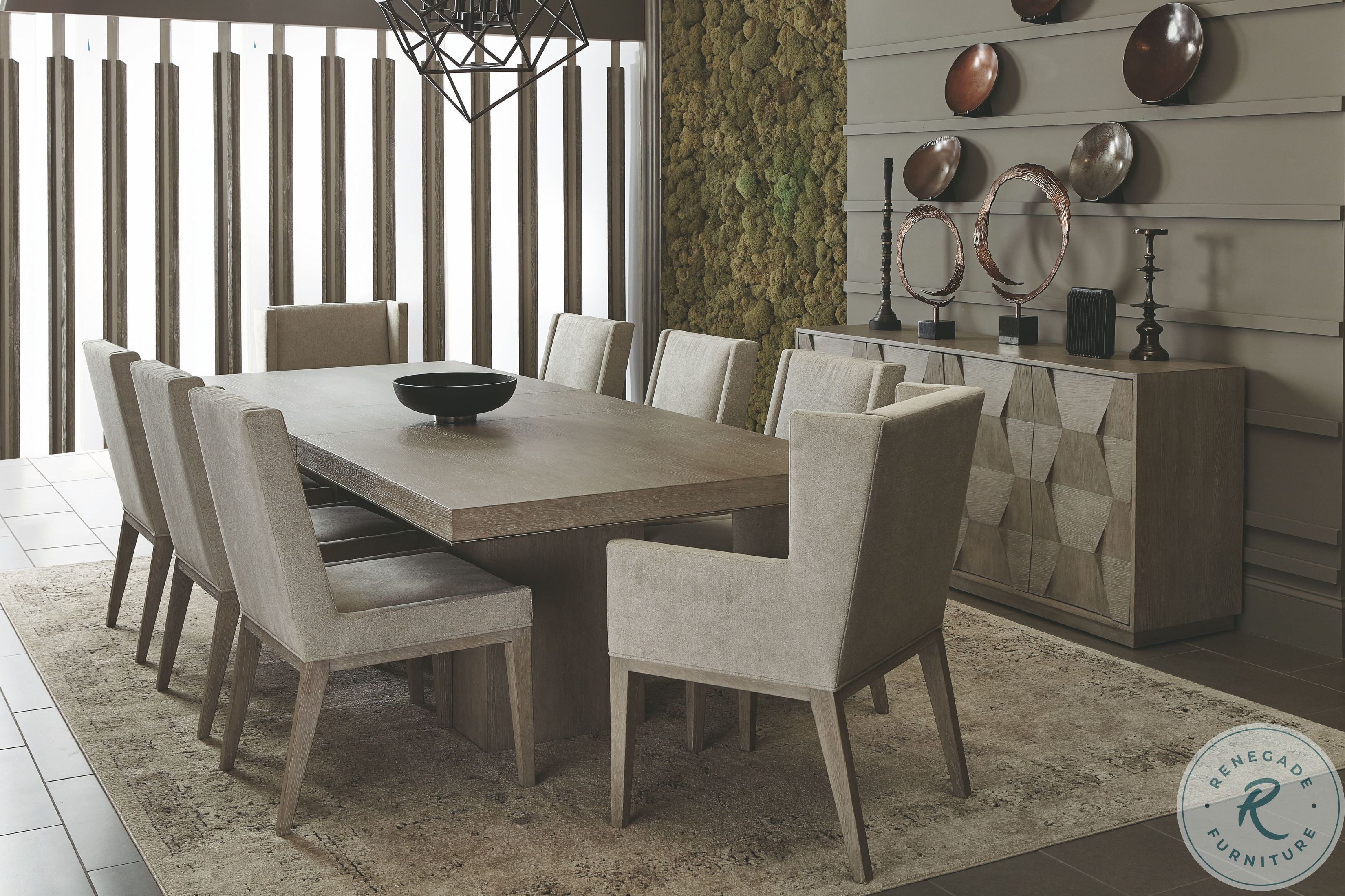 Linea Cerused Greige Metal Extendable Rectangular Dining Room Set