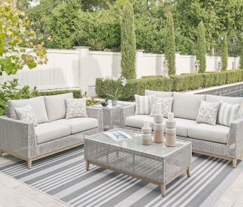 Roma Alessi Fawn Outdoor 4 Piece Sectional with Ottoman From Four Hands ...