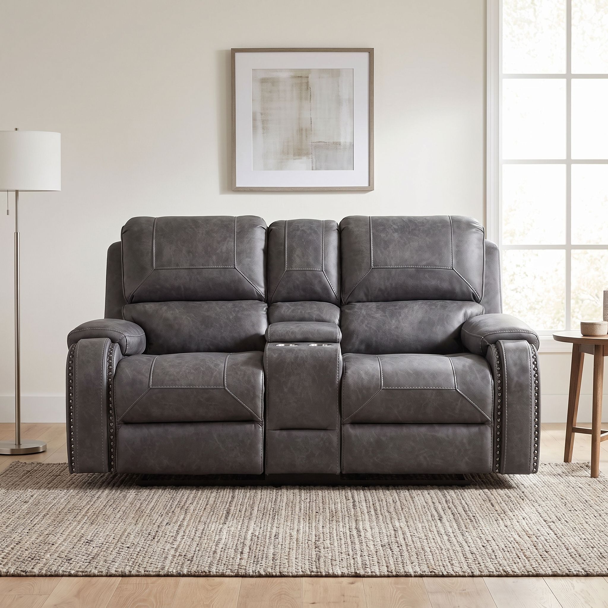 Newnan Brown Double Glider Reclining Console Loveseat From Home