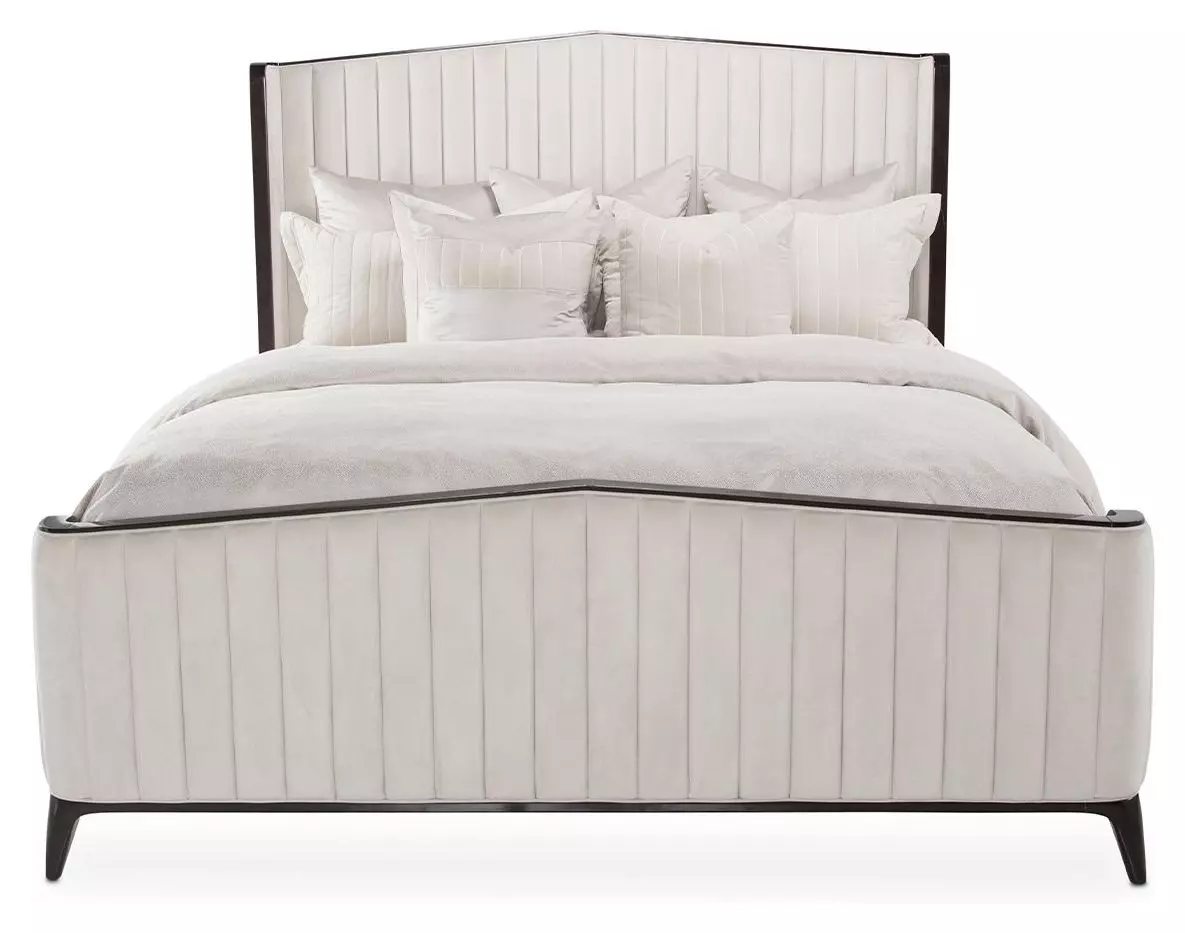 Paris Chic Espresso Eastern King Upholstered Panel Bed From