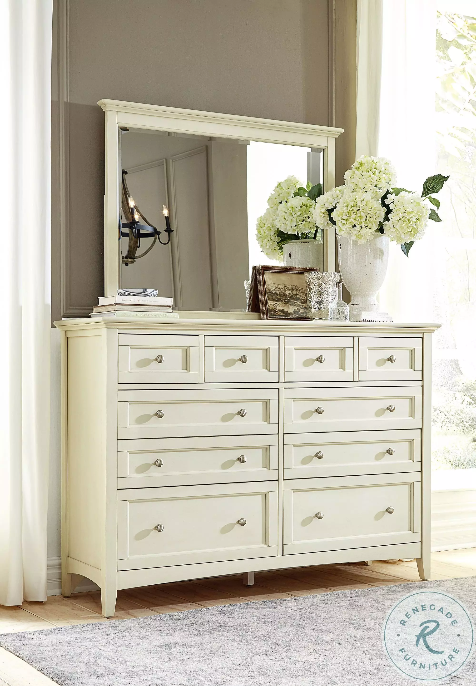 cream dresser with mirror Crown Mark Charlie Cream Dresser & Mirror