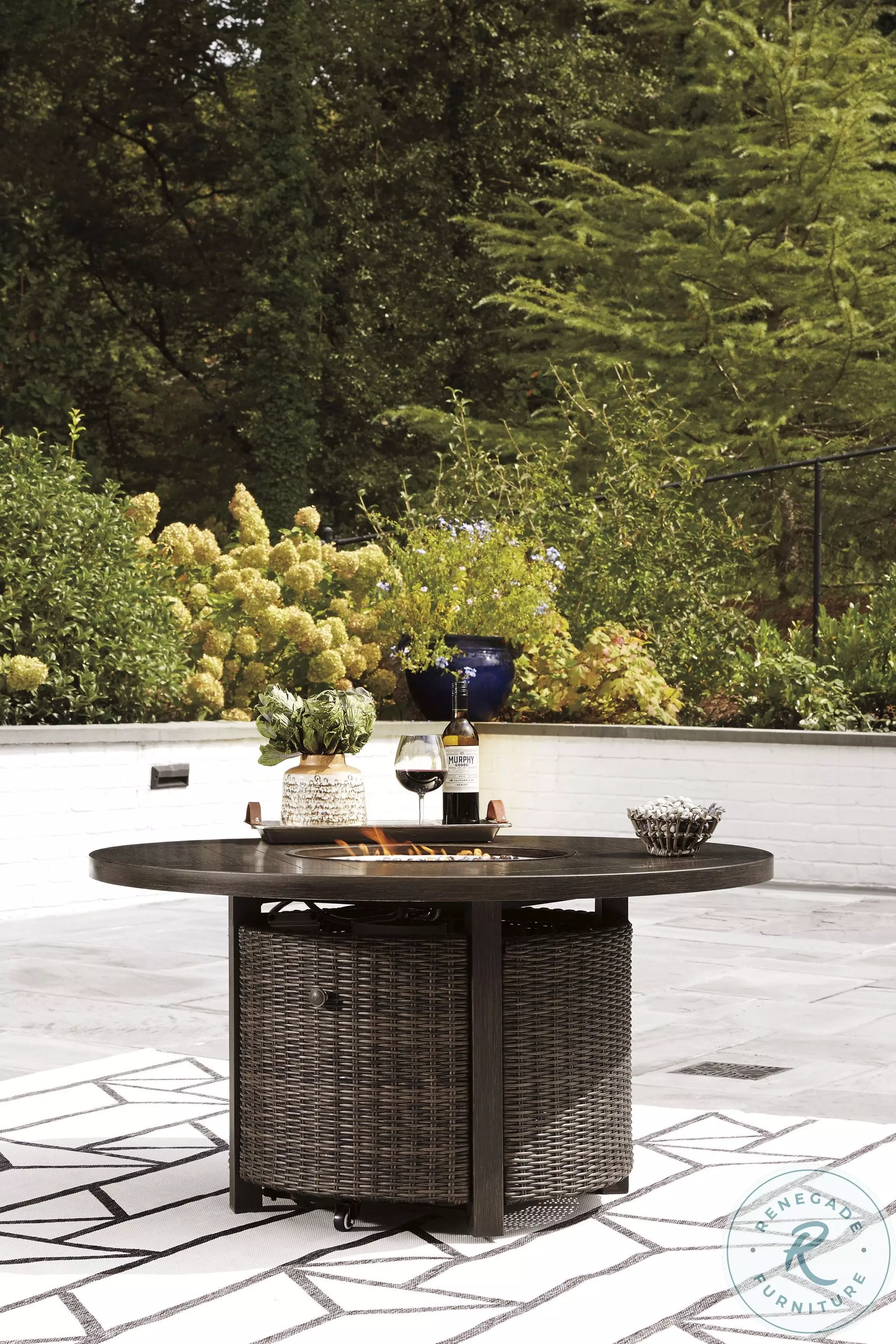 Paradise Trail Medium Brown Outdoor Round Conversation Set From