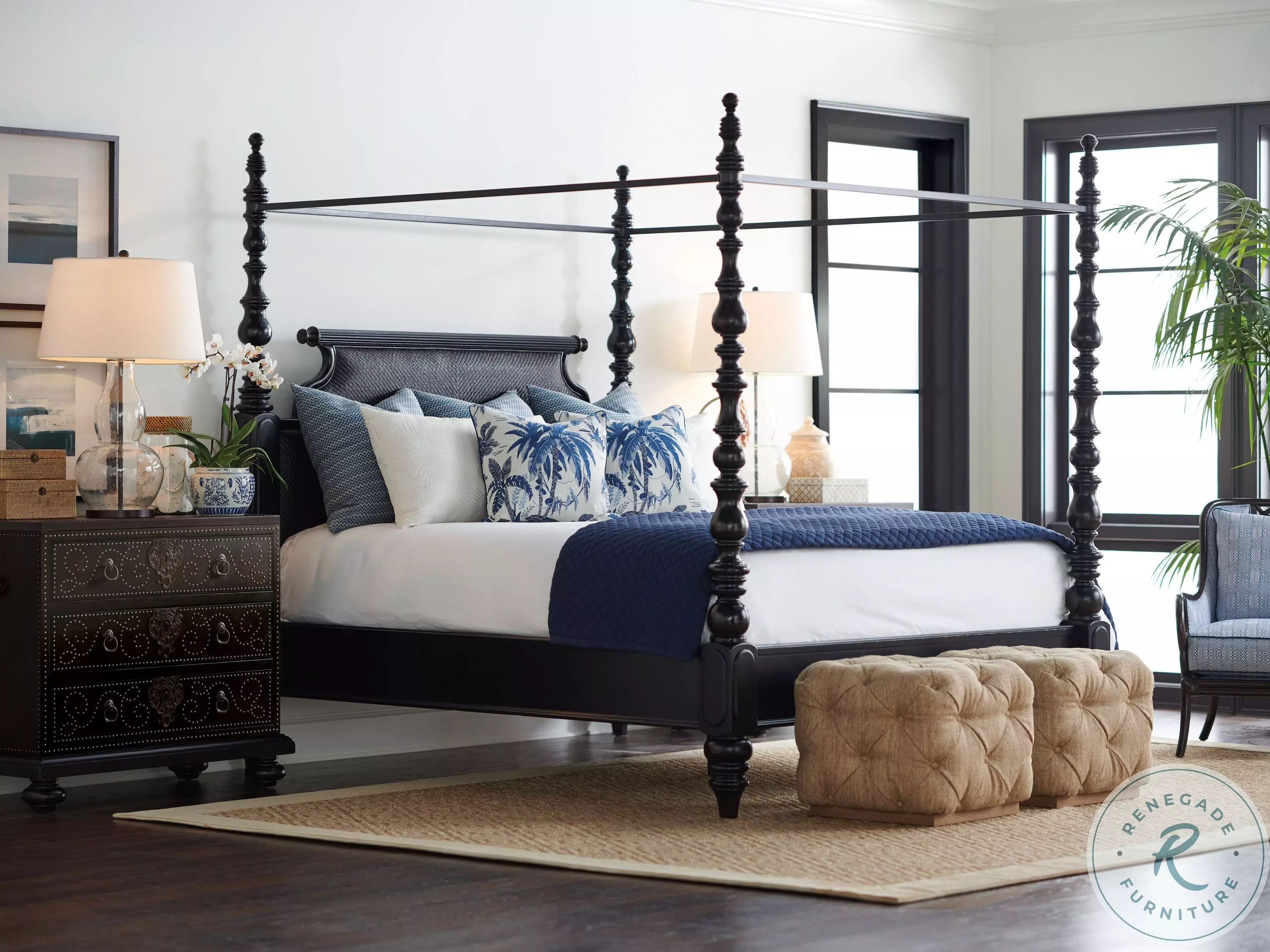 Kingstown Deep Rich Black Sovereign California King Poster Canopy