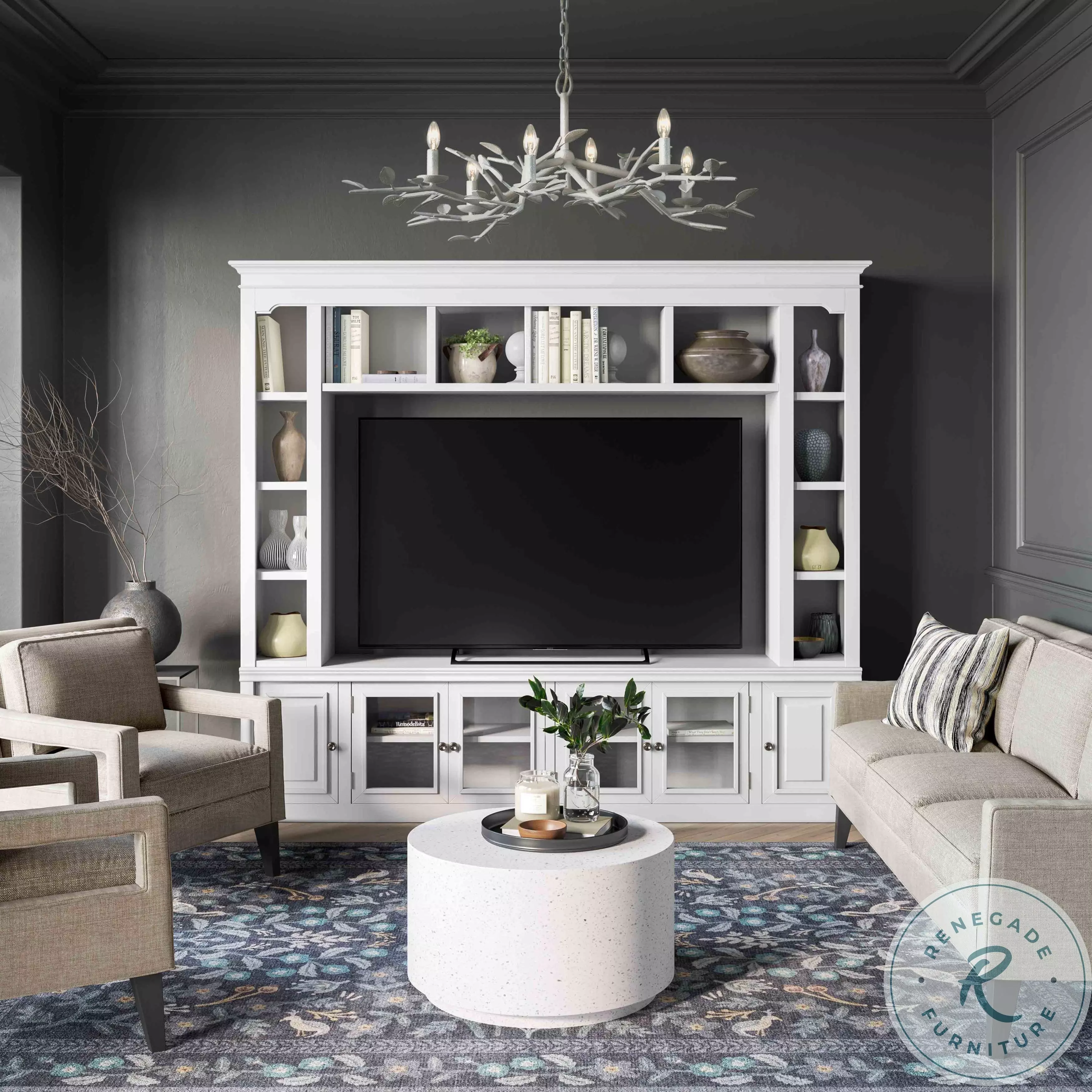 Virginia White Entertainment Center for TVs up to 75