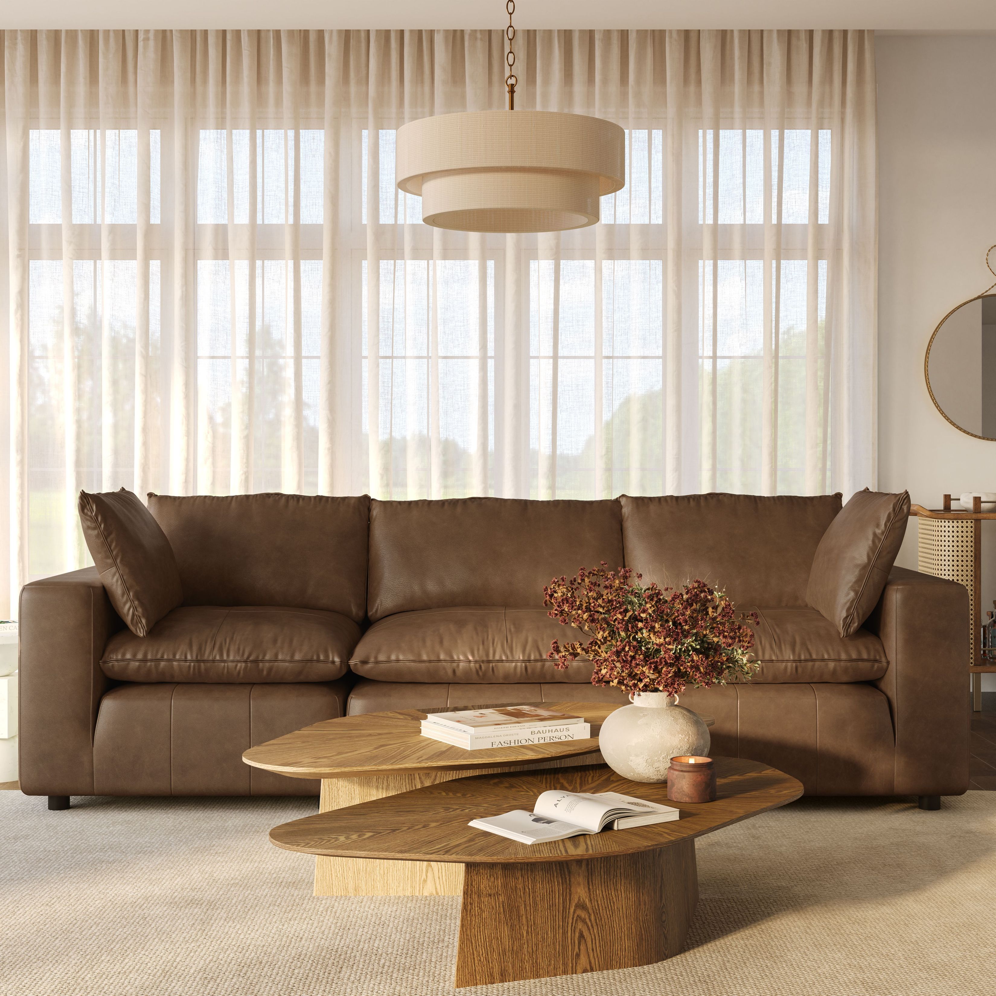 Cali Cognac Brown Leather Modular Sofa From Renegade 
