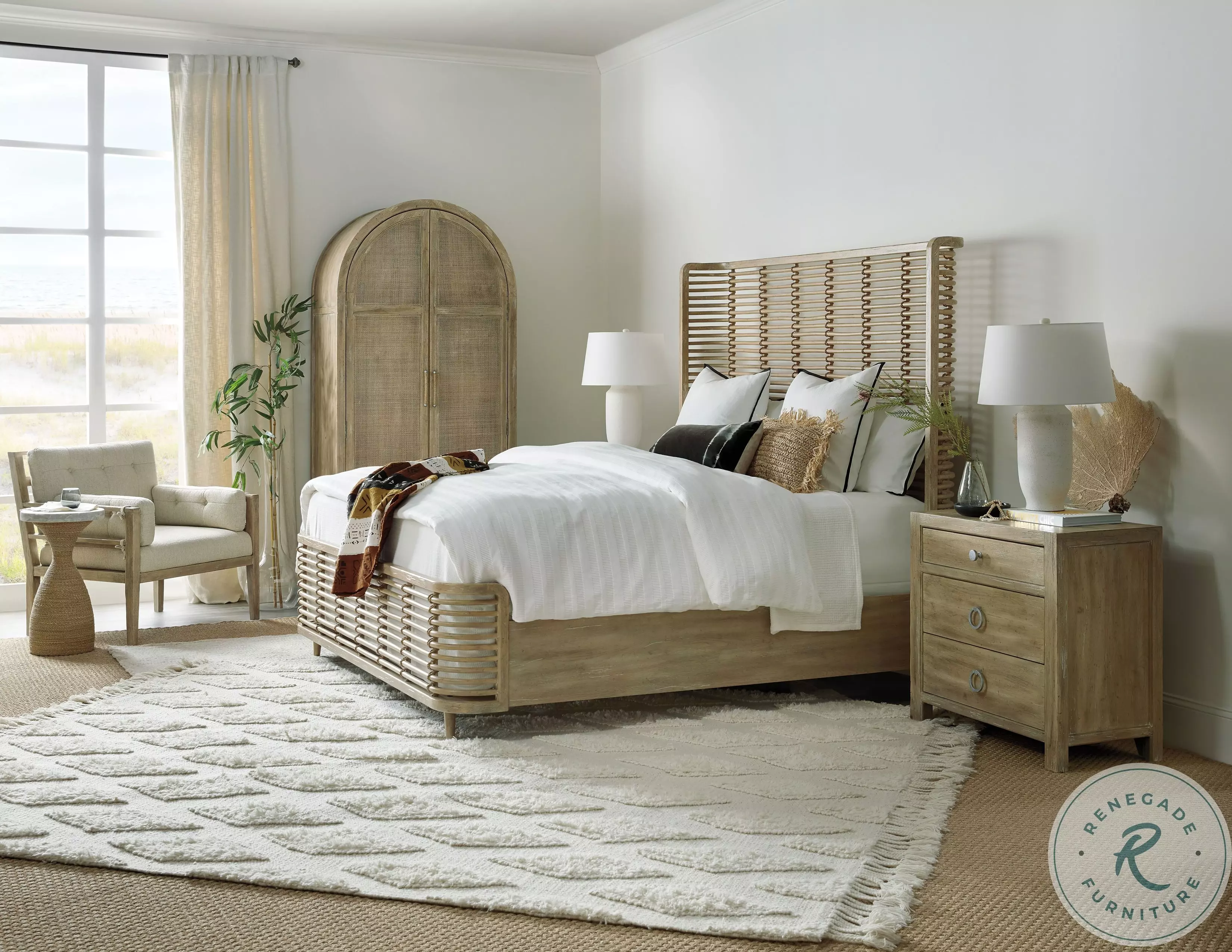 Surfrider Light Natural Rattan Bedroom Set From Home Gallery
