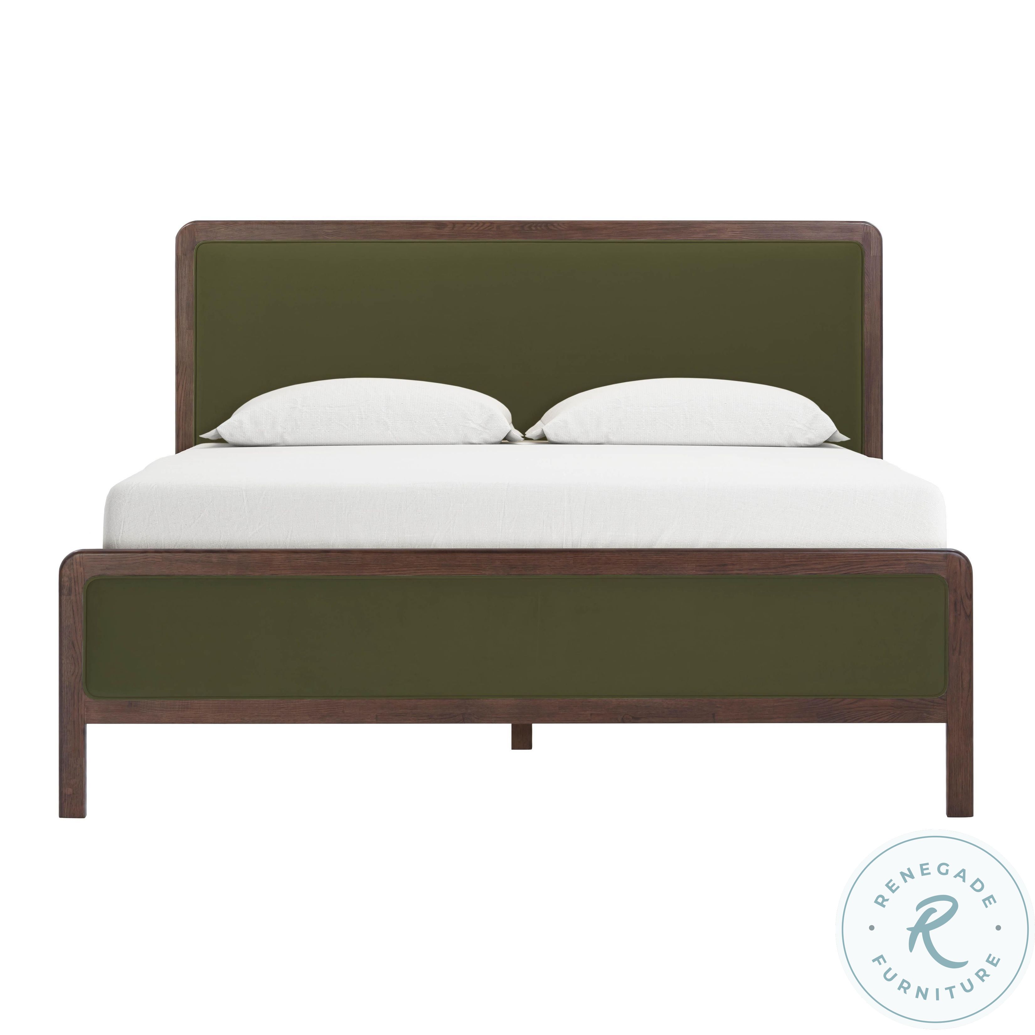 Hella Forest Green Velvet Queen Upholstered Bed From TOV | Coleman