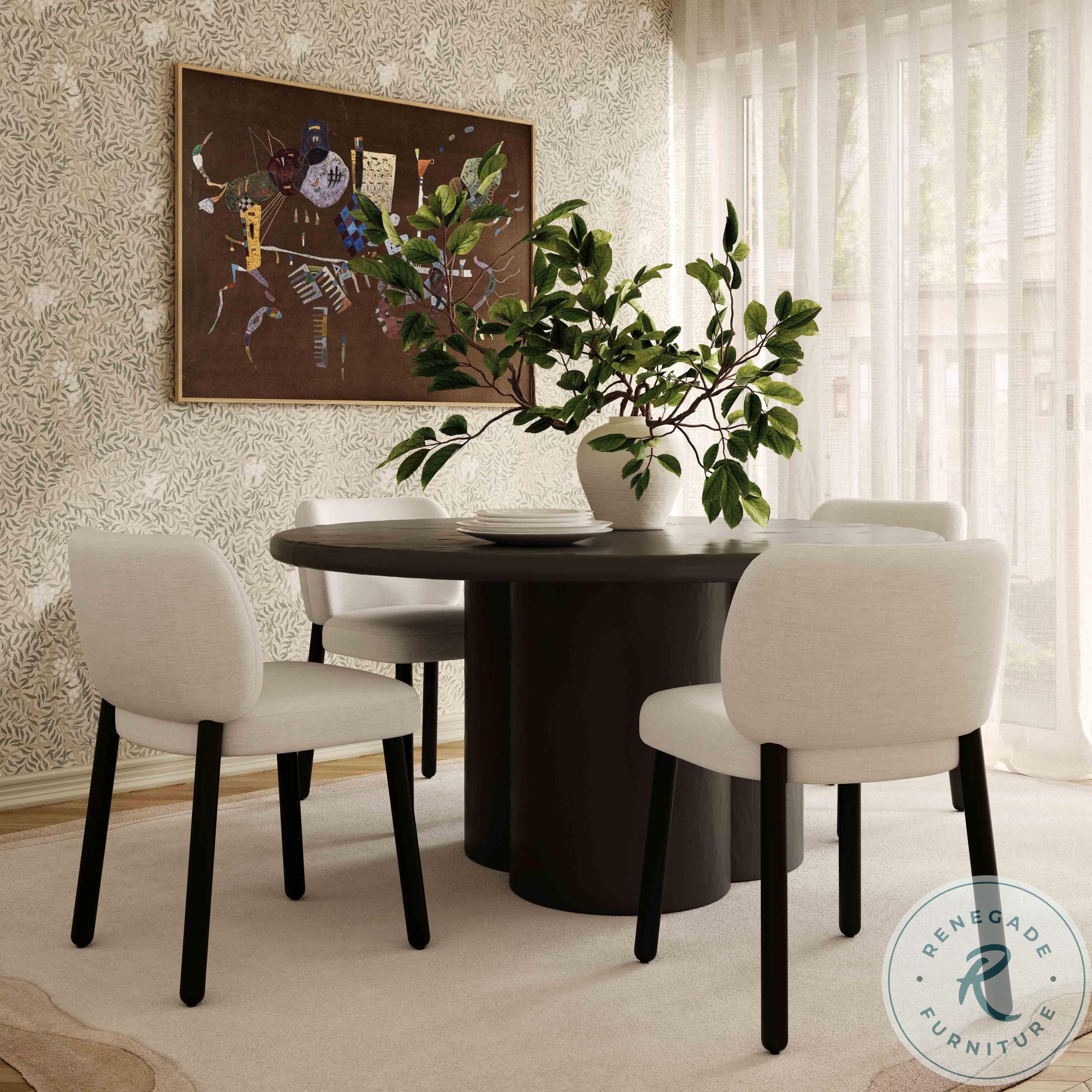 Foxy Cream Performance Basketweave Chenille Dining Chair From TOV