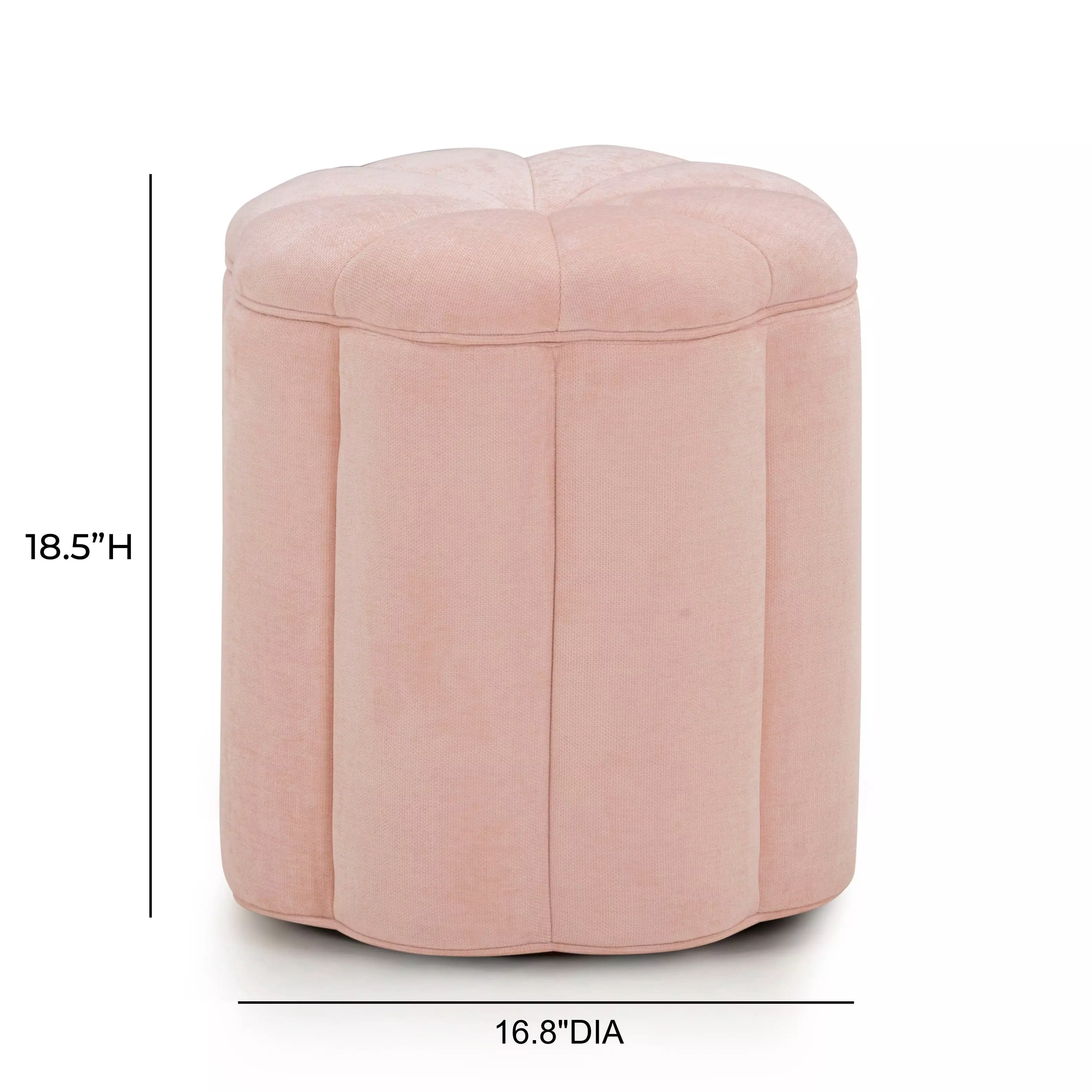 Fleur Pink Performance Fabric Upholstered Round Storage Ottoman