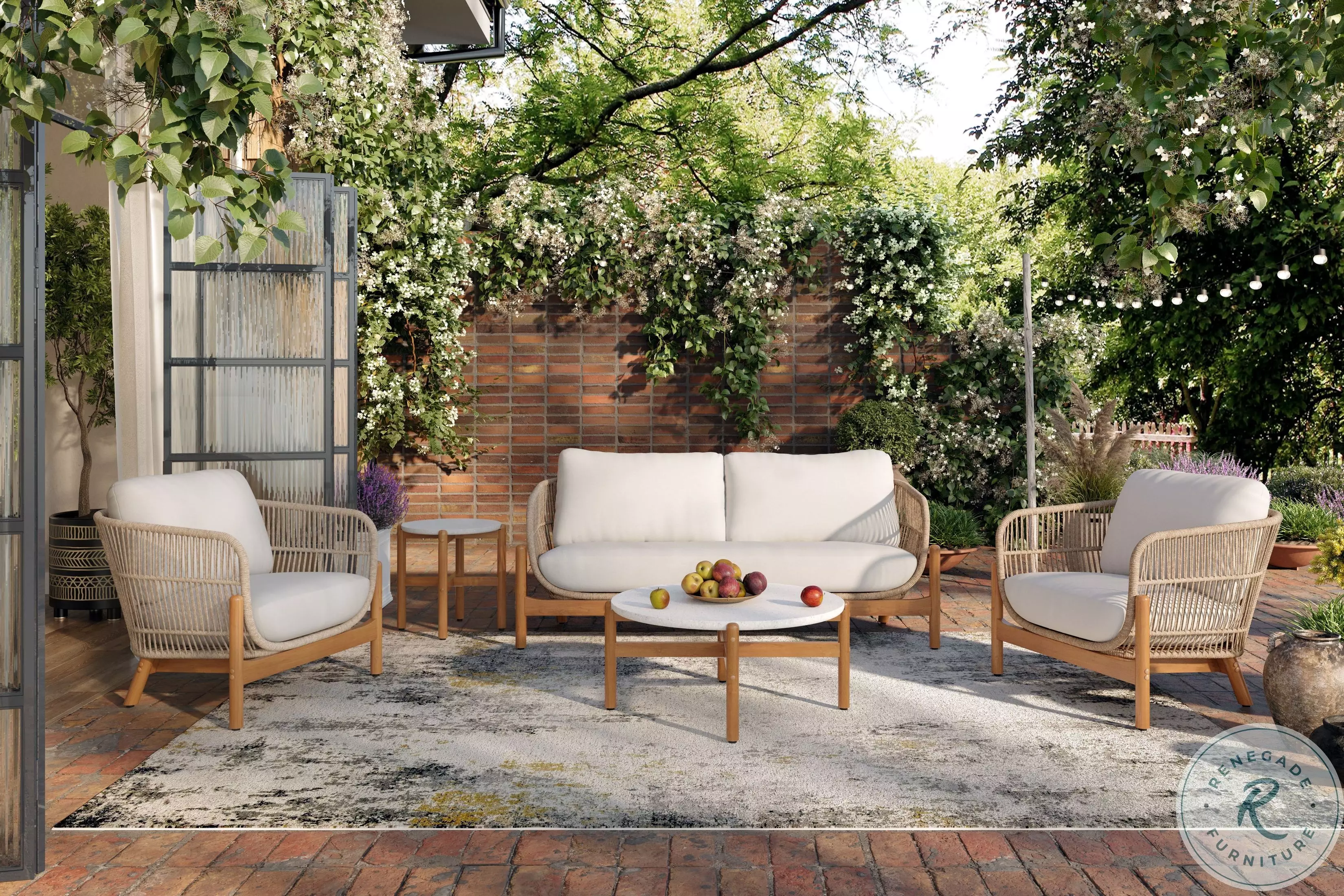 Solstice Natural Outdoor Solid Wood Coffee Table With Terrazzo Top