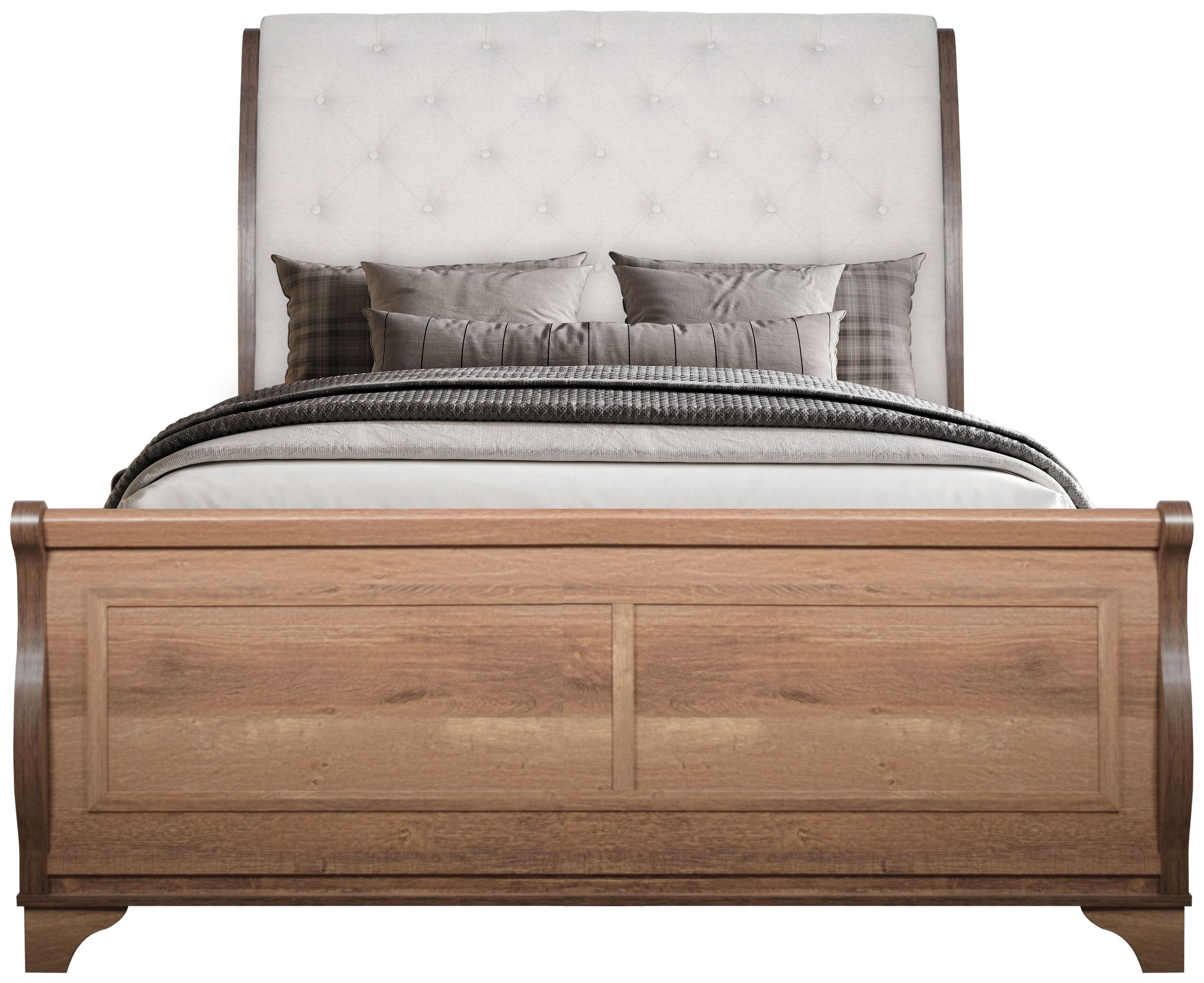 coventry tobacco bedroom set Coventry Hall Pecan Upholstered Sleigh Bedroom Set from New Classic